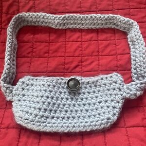 Handcrafted Gray Crochet Shoulder Bag